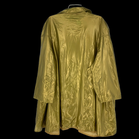 Vtg Atlantic Beach Plus Sz 3X Gold Metallic Vinyl Shiny PVC Raincoat Zip Lined - Picture 8 of 10
